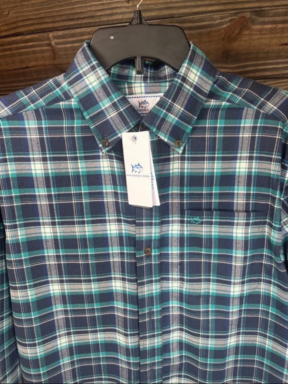 Southern Tide Men's Navy & Teal Plaid Button-Down Shirt